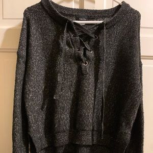 Black long cropped sweater